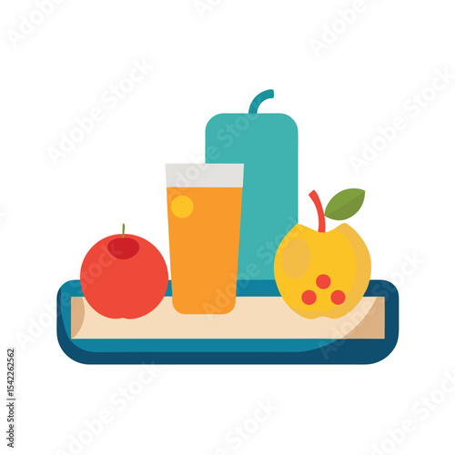 Healthy Fruit Juice and Apple Still Life Illustration