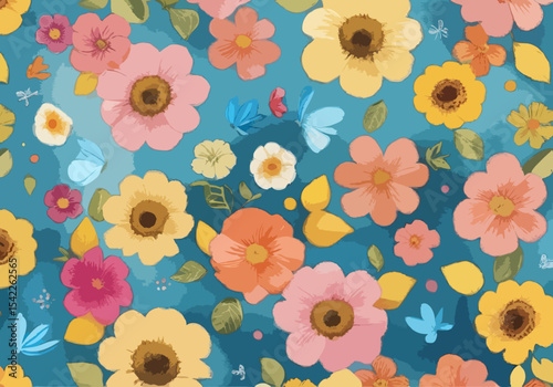 seamless background with flowers
