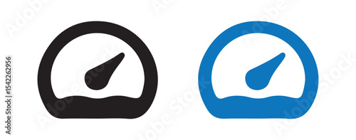 Minimal Speedometer Icons. Black and Blue Performance Gauge Set. Victor illustration eps 10