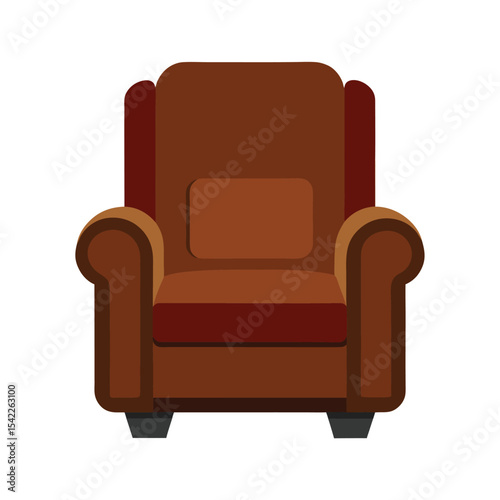 Comfortable Brown Leather Armchair Relaxing Home Furniture Design