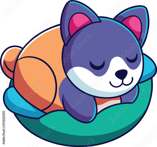 Cute Cartoon Sleeping Cat Character  Adorable Cozy Pet Illustration new 2025 trendy for cat lover 