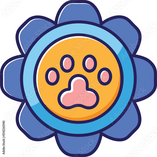 Cute Cartoon Pet Paw Print Award Badge.Cute Cartoon Pet Paw Print Award Rosette  Animal Prize Ribbon Illustration new 2025 trendy