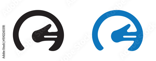 Minimal Speedometer Icons. Black and Blue Performance Gauge Set. Victor illustration eps 10