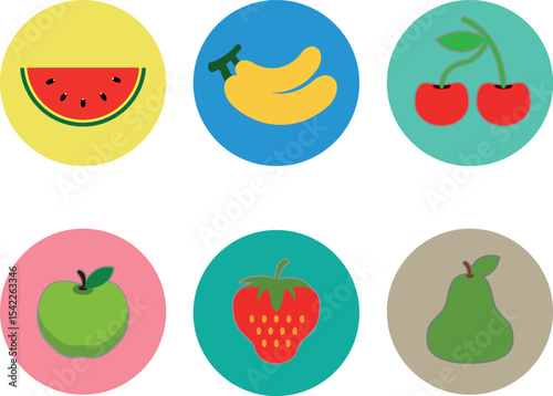 Hand-drawn vector fruit  collection with vibrant colors