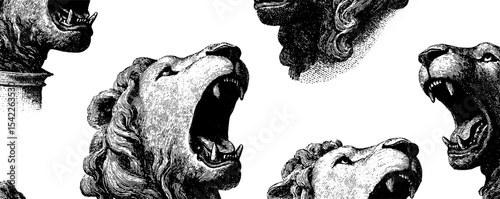 Vintage heraldic lion pattern for elegant design projects