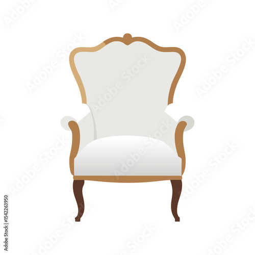 Elegant White and Gold Upholstered Armchair Classic Design for Luxury Living