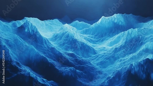Serene Ocean Waves Under a Mystical Blue Light