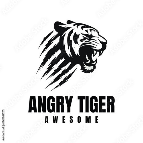 Illustration Head Tiger Silhouette design