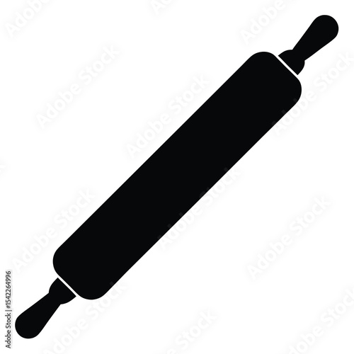 A Culinary Classic: The Simple Rolling Pin in Graphic Black and White. Food Preparation Made Easy