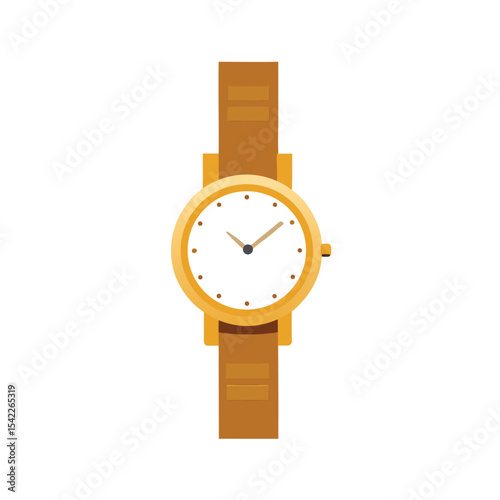 Elegant Gold Wristwatch with Brown Leather Strap Timekeeping Elegance
