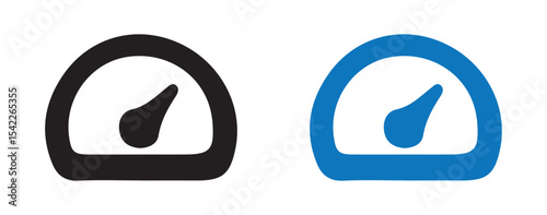 Minimal Speedometer Gauge Icons. Black and Blue Semi-Circle Dial Design. Victor illustration eps 10