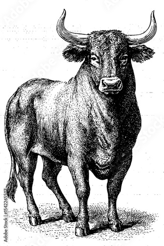 Vintage minotaur illustration in engraving and pencil style