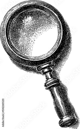 Vintage monocle engraving in pencil sketch style for classic design projects