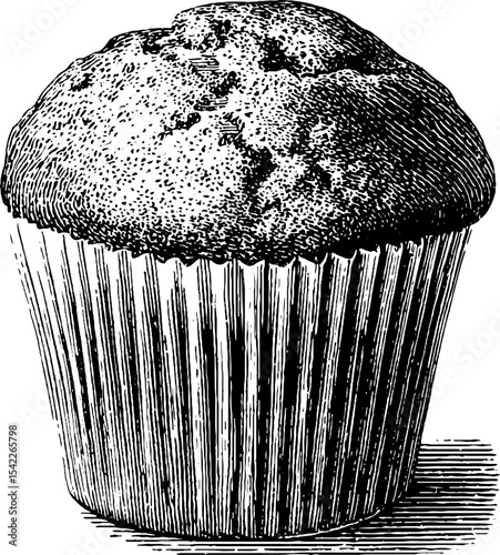 Vintage muffin engraving with nostalgic aesthetic for culinary designs