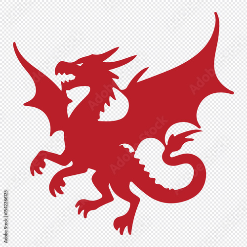 Dragon Silhouette. Dragon Crest Wings great set collection clip art Silhouette, dragon tattoo designs, Black vector illustration on white background