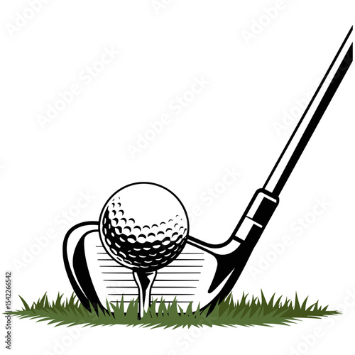 Golf icon. Crossed golf clubs or sticks with ball on tee. Vector illustration.