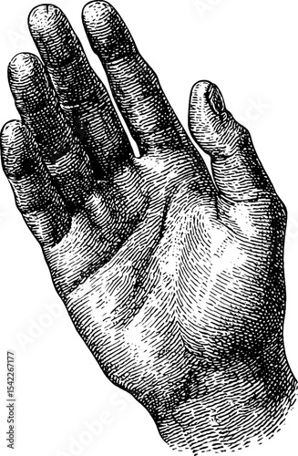 Vintage engraving style of hand illustrating philosophical concept