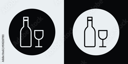 Vodka icon. Alcohol bottle and glass