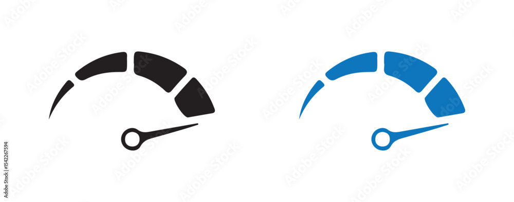 Fototapeta premium Minimal Speedometer Gauge Icons. Black and Blue Semi-Circle Dial Design. Victor illustration eps 10