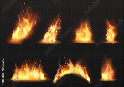 fire burning in the fireplace