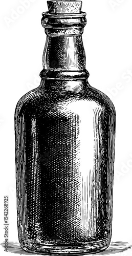 Vintage rum bottle engraving aesthetic for design projects and historical art