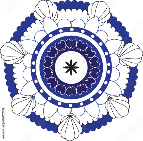 Flower Mandala. Vintage decorative elements. Oriental pattern, vector illustration. Islam, Arabic, Indian, moroccan,spain, turkish, pakistan, chinese, mystic, ottoman motifs. Coloring book page