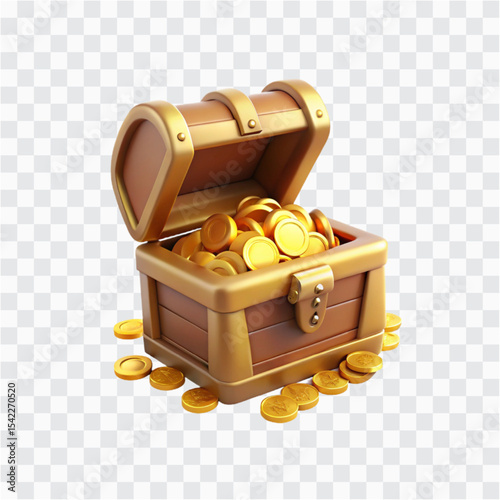 3D Treasure Chest Icon PNG | Pirate Loot, Overflowing Gold, Treasure Trove Illustration