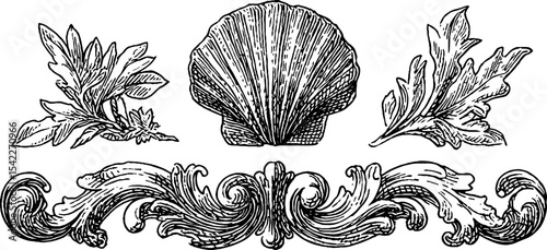 Elegant baroque and victorian floral flourishes for decorative design