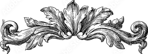 Elegant baroque and victorian flourish design for decorative corner elements