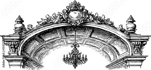 Elegant baroque coved ceiling with victorian archway design for interiors