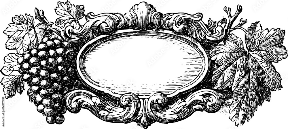 Elegant baroque panel design with curled acanthus and grapevine decor for ornamental use