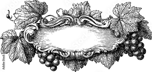 Vintage baroque panel with acanthus leaves and grapes for classic design
