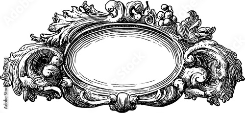 Ornate baroque panel frame with curled acanthus design for decorative use