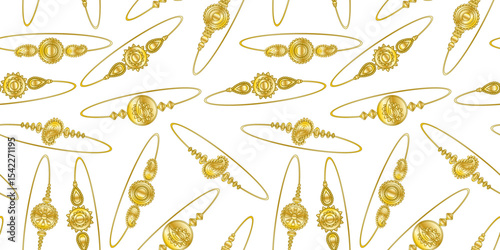 raksha bandhan gold bracelet seamless pattern on a clean white background traditional indian festival design jewelry stores and prints fashion traditional decor