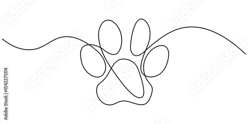 Continuous Line Drawing of Paw Print Icon. Hand Drawn Symbol Vector Illustration, Continuous Line Drawing of Adopt Me Icon. Hand Drawn Symbol Vector Illustration, Dog paw with heart continuous line