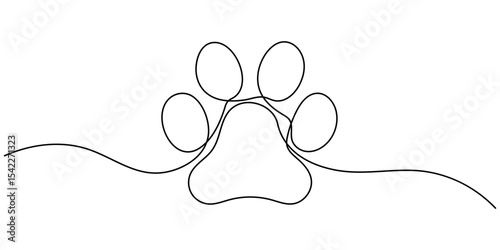 Continuous Line Drawing of Paw Print Icon. Hand Drawn Symbol Vector Illustration, Continuous Line Drawing of Adopt Me Icon. Hand Drawn Symbol Vector Illustration, Dog paw with heart continuous line