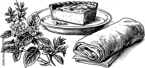 Delicious bite-sized quiche and herb butter dish with fresh herbs for culinary inspiration