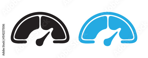 Speedometer Gauge Icon Set. Black and Blue Line Style Symbols. Victor illustration eps 10