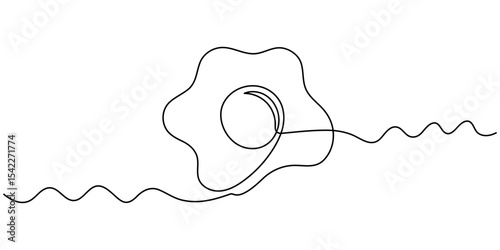 Scrambled eggs drawn with one continuous line, World egg day simple web banner, background. One continuous line drawing with text Egg Day, broken egg continuous line vector illustration, Continuous