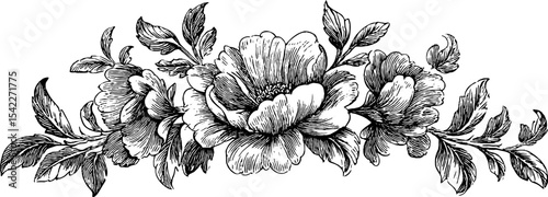 Elegant floral design with brocade and curled stitches for decorative patterns