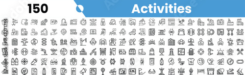 Set of 150 outline activities icons. Vector illustration