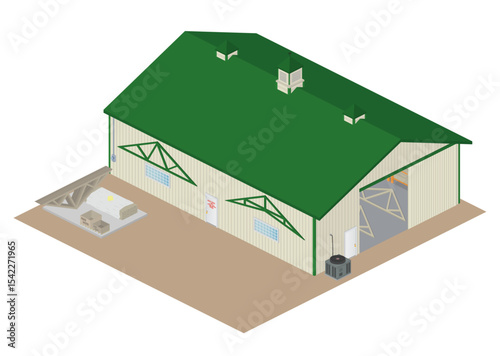 Roof Truss Construction Shop - Isometric Building