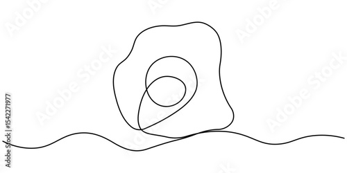 Scrambled eggs drawn with one continuous line, World egg day simple web banner, background. One continuous line drawing with text Egg Day, broken egg continuous line vector illustration, Continuous