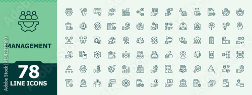 Management icon set. Minimalist icons pack. Editable vector art. Resource modern icon set. Includes symbols for resource, people, business, teamwork, leader, manager, team and more.