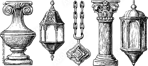 Intricately designed byzantine and medieval architectural elements for artistic inspiration