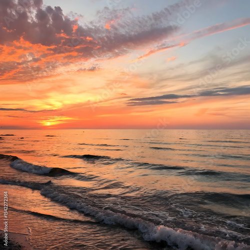 Sunset on the sea isolated on transparent background  