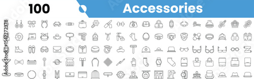 Set of 100 outline accessories icons. Vector illustration