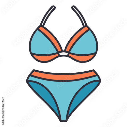 Stylized illustration of a two-piece swimsuit on a Transparent background