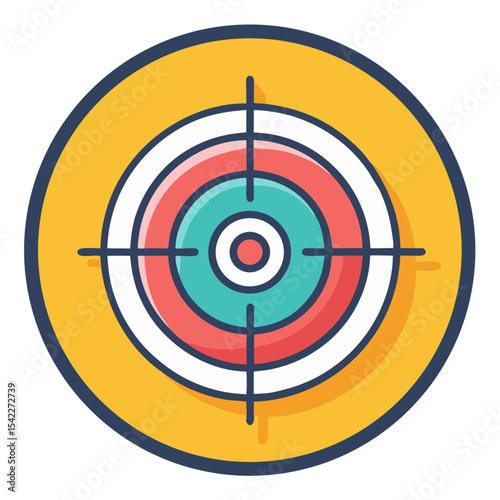Illustration of a bullseye target for aiming or reaching goals concept