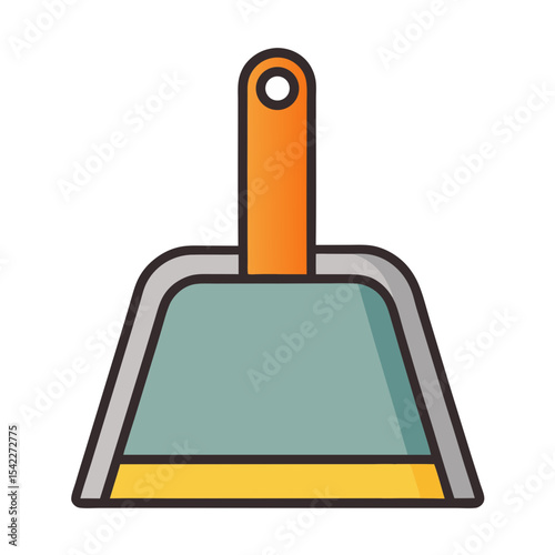 Simple cartoon depiction of a dustpan for cleaning debris off floors
